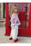 Girl's Pink Striped Ruffle Shirt and Ecru Wide-Leg Pants 2-Piece Set - 3
