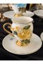 Acar 6 Person Metal Leg Porcelain Colored Rose Detail 6 Person Coffee Cup Set 90 ml Wldsprt - 5