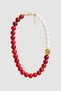 Double Color Bead Necklace - Red - 2
