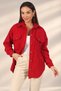 Women's Oversized Cashmere Shirt with Flap Double Pockets and Front Buttons