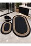 Black Jute Straw Large Size 4-Piece Bathroom Set, Bathroom Mat Set, Bathroom Basket, Mat, Basket Set - 3