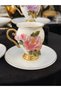 Acar 6 Person Metal Leg Porcelain Colored Rose Detail 6 Person Coffee Cup Set 90 ml Wldsprt - 7