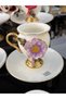 Acar 6 Person Special Design Porcelain Rose Detail Colorful Coffee Cup Set 90 ml Cntrysn - 3