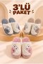 Advantageous 3-Piece Package Winter Plush Patterned Silent Orthopedic Sole Dowry Guest House Slippers Set - 4