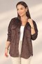 Women's Flap Collar Double Pocket Snap Fastener Suede Shirt - 5