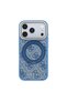 iPhone 18 Pro Case Licensed M-Safe 4g Pattern 360 Stand Metal Classic Lettering Logo Cover Blue - 3