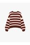 Long Sleeve Crew Neck Striped Sweater - 6