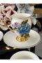Acar 6 Person Metal Leg Porcelain Colored Rose Detail 6 Person Coffee Cup Set 90 ml Wldsprt - 2