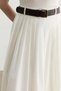 White Belted Pleated Skirt - 3