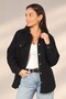 Women's Oversized Cashmere Shirt with Flap Double Pockets and Front Buttons - 3