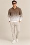 Men's Polo Collar Buttonless Gradient Patterned Knitwear Sweater Regular Fit Long Sleeve - 2