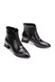 Women's Comfortable Heeled Zippered Winter Classic Daily Boots with Gold Accessories on the Front