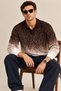 Men's Polo Collar Buttonless Gradient Patterned Knitwear Sweater Regular Fit Long Sleeve - 2