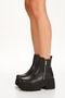 Women's Black High Thick Platform Sole Side Zipper Casual Boots
