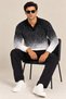 Men's Polo Collar Buttonless Gradient Patterned Knitwear Sweater Regular Fit Long Sleeve - 2