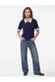 Regular Fit Striped Shirt Collar Short Sleeve Buttoned Knitwear Sweater