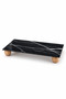 Nero Marble Black Marble Patterned Decorative Presentation Stand with Wooden Legs, Kitchen Bathroom Countertop Organizer 24.5 × 12 cm - 6