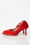 Women's Stella Red Satin Pointed Ankle Strap 7 cm Heeled Shoes - 3