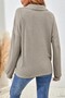Women's Long Sleeve Collared Front-Button Loose Fit Waffle Blouse - Comfortable Fit and Casual Elegance - 3