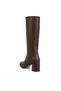 Women's Genuine Leather Zippered Long Boots with Block Heels - 4