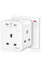 3 Way Plug Extension Socket with 2 Fast Charge USB
