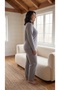 Women's Plus Size Winter Embroidered Patterned Long Sleeve Home Pajama Set - 3