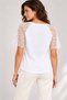 Women's Crew Neck Lace Embroidered Half Guipure Sleeve Sporty Stylish Curve Plus Size Design Blouse - 3
