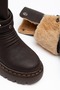 Women's Fur Lined, Gathered, Bellows Boots, Thick Sole, Snap Detail, Casual Winter Shoes - 2
