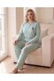 Women's Plus Size Winter Embroidered Patterned Long Sleeve Elastic Pajama Set - 4