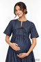 Short Sleeve Lace Detailed Denim Regular Maternity Dress - 5