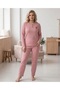 Women's Winter Large Size Cotton Patterned Collar Buttoned Comfortable Pajama Set
