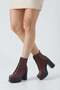 Women's Simya Burgundy Lace-Up Detailed 12 cm Platform Heeled Zippered Boots - 3