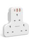 محول طاقة متعدد المنافذ مع منفذي USB وشحن سريع USB-C بقوة 20 واط، شاحن حائط ثلاثي المنافذ