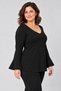 Plus Size V-Neck Flounce Sleeve Viscose Blouse - 2