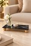 Nero Marble Black Marble Patterned Decorative Presentation Stand with Wooden Legs, Kitchen Bathroom Countertop Organizer 24.5 × 12 cm - 4