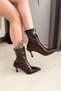 Women's Forme Brown Patent Leather Stretch Boots with Back Zipper and 8 cm Heel - 6