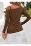 Women's Long Sleeve Single Shoulder Open Strap Side Button Viscose Blouse - 2