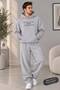 Printed Hoodie with Pocket Detail Printed Bottom and Top Tracksuit-Hoodie Sweatshirt Set Oversize Model
