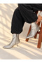 Vienna Silver Wicker Leather Pointed Toe 5 cm Thin Heel Women's Boots Botti̇e - 6
