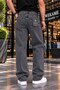 Men's Baggy High Denim Jean Snow Wash Pants - 2
