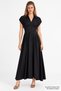 Shirt Collar Maxi Dress with Pleated Waist Detail