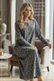 Plus Size Women's Winter Soft Fabric Patterned Piping Detailed 4 Button Long Nightgown (142 cm)