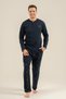 Men's Just Breathe Navy Blue Long Sleeve Pajama Set Ar3853-S-V1 - 2