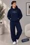 Printed Hoodie with Pocket Detail Printed Bottom and Top Tracksuit-Hoodie Sweatshirt Set Oversize Model