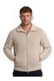 Men's Ecru Knitted Jacket with Diamond Pattern on the Sleeves and Zipper Closure
