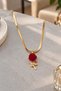 Red Rose Gold Color Italian Chain Steel Women's Necklace - 3