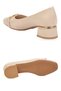 Buckle-Strapped Thick Short Heeled Oval Toe Stylish Beige Shiny Women's Evening Dress Shoes Pc-56067 - 5