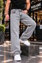 Men's Baggy High Denim Jean Snow Wash Pants - 6