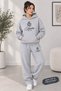 Printed Hoodie with Pocket Detail Printed Bottom and Top Tracksuit-Hoodie Sweatshirt Set Oversize Model