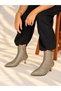Vienna Gray Wicker Leather Pointed Toe 5 cm Thin Heel Women's Boots Botti̇e - 2